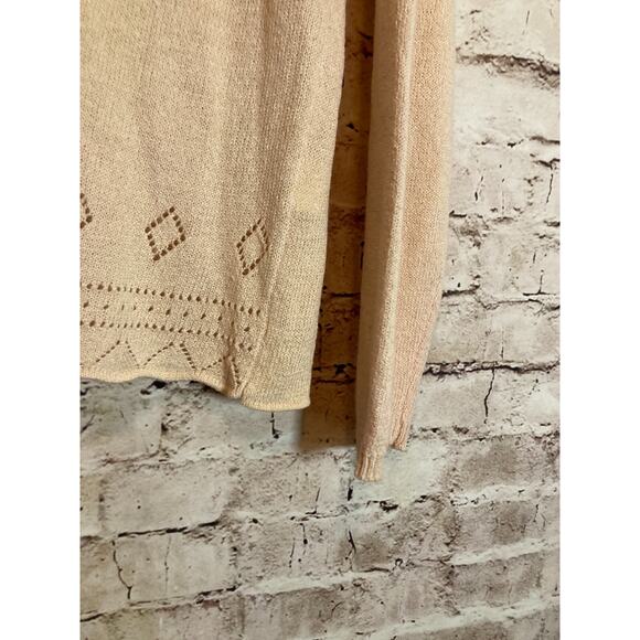 Liz Claiborne Coquette Sweater Womens Medium Pale Peach Ramie Cardigan Soft Girl - Picture 5 of 11